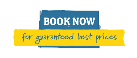 A blue and yellow CTA stating "Book Now for guaranteed best prices"