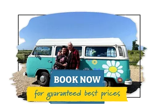 Hunstanton Camping, flower campervan with views over the campsite