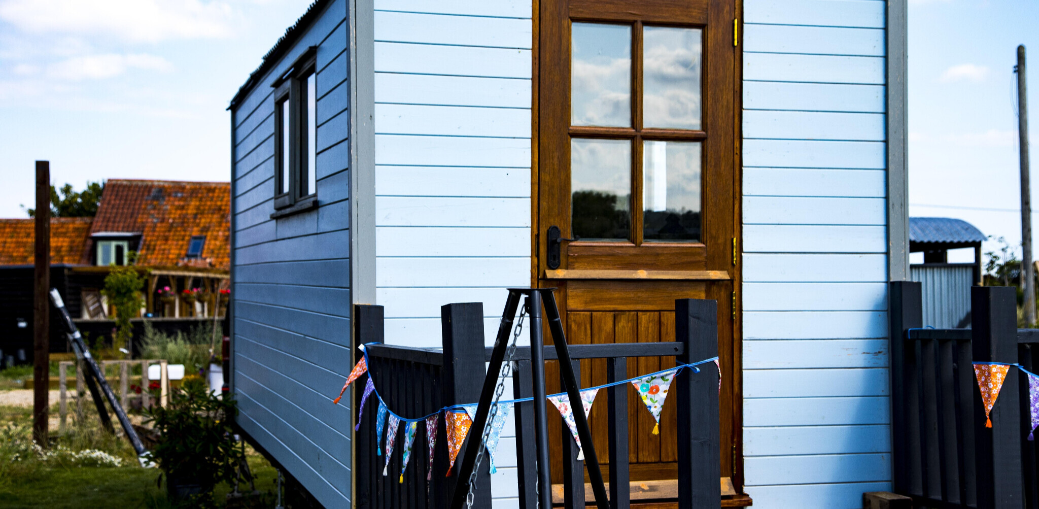 glamping shepherds hut exterior