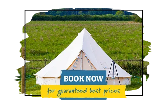 A blank canvas bell tent, erected ready for you to fill with all your gear