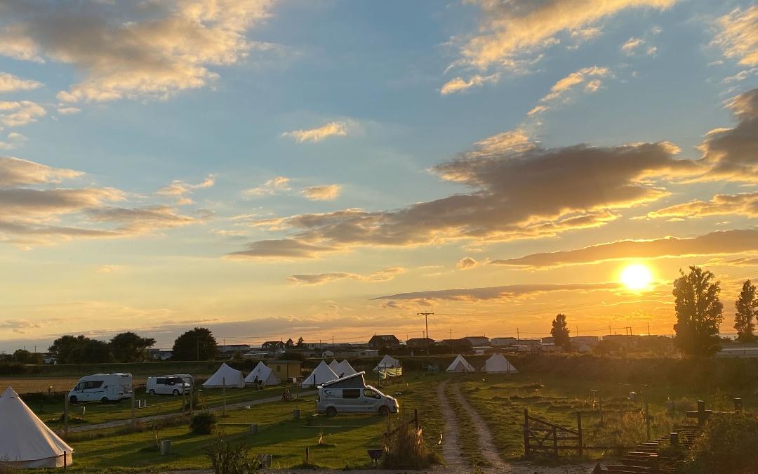 Campsite view with a stunning sunset here in Hunstanton 
