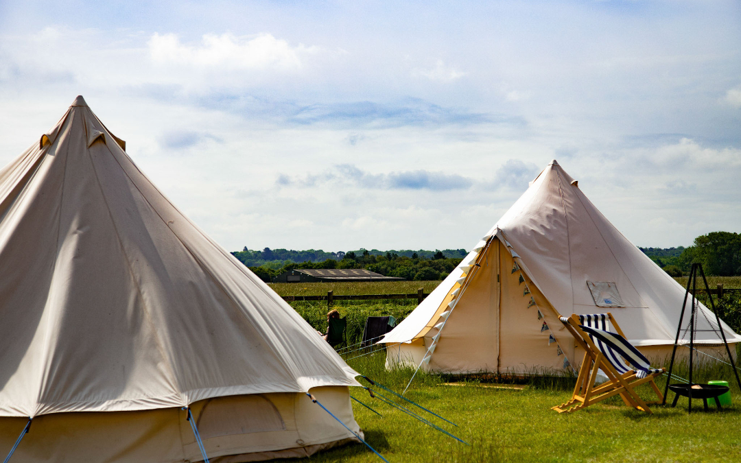 our blank canvas bell tents with meadow views here at west of wells glamping