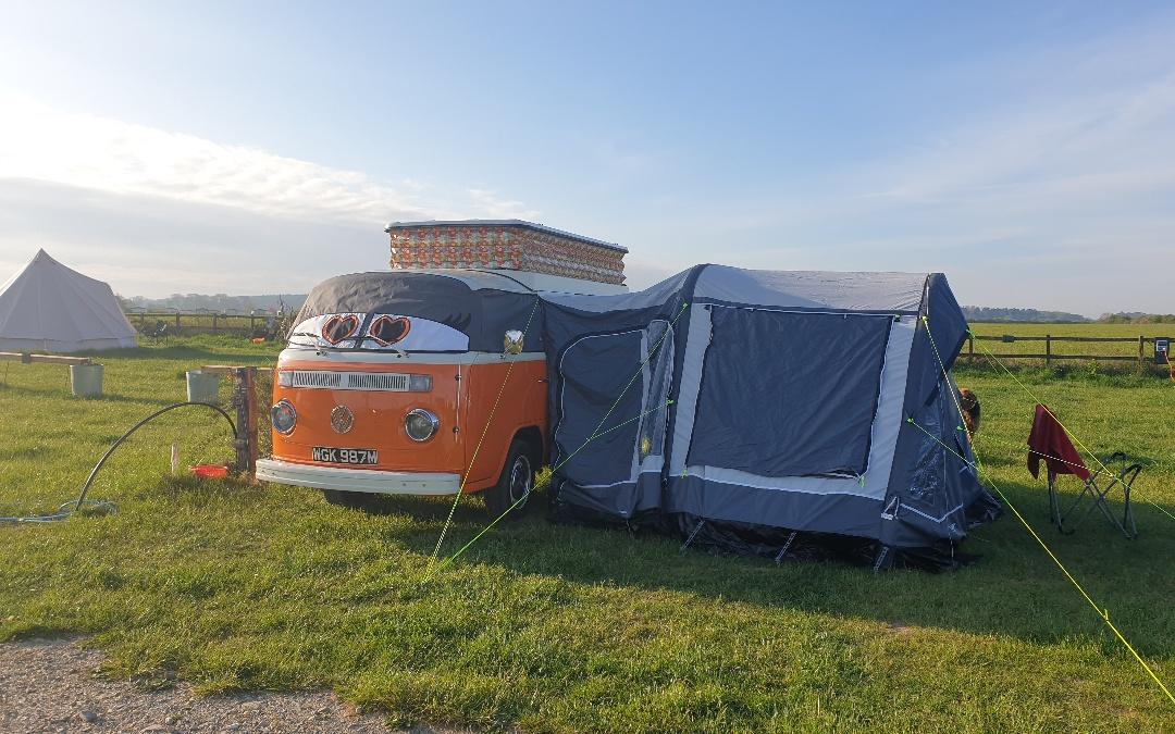 Norfolk Coast Path camping & glamping: campervan with awning pitch