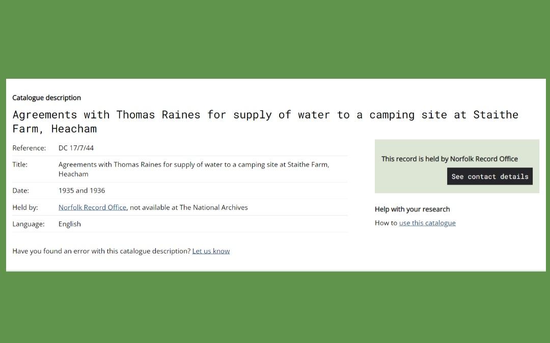 Letter to show agreement for water supply to Staithe Farm
