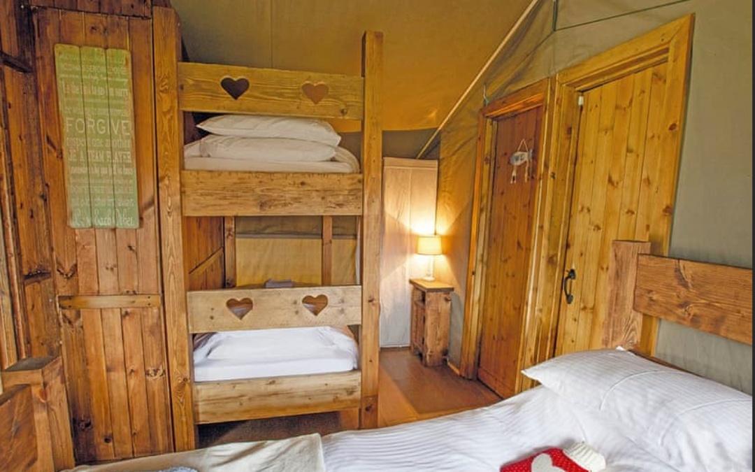 glamping safari tent bedroom