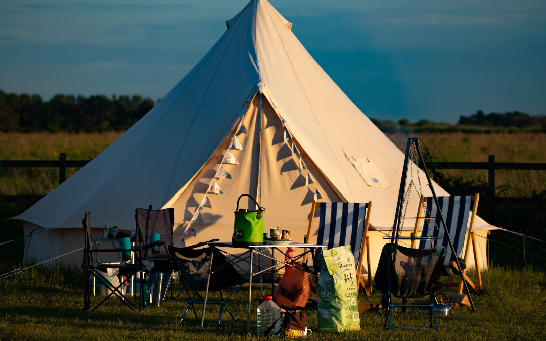 mYminiBreak, Hunstanton Glamping, enjoy stunning open views over the norfolk countryside and enjoy a view as you relax on your deckchairs