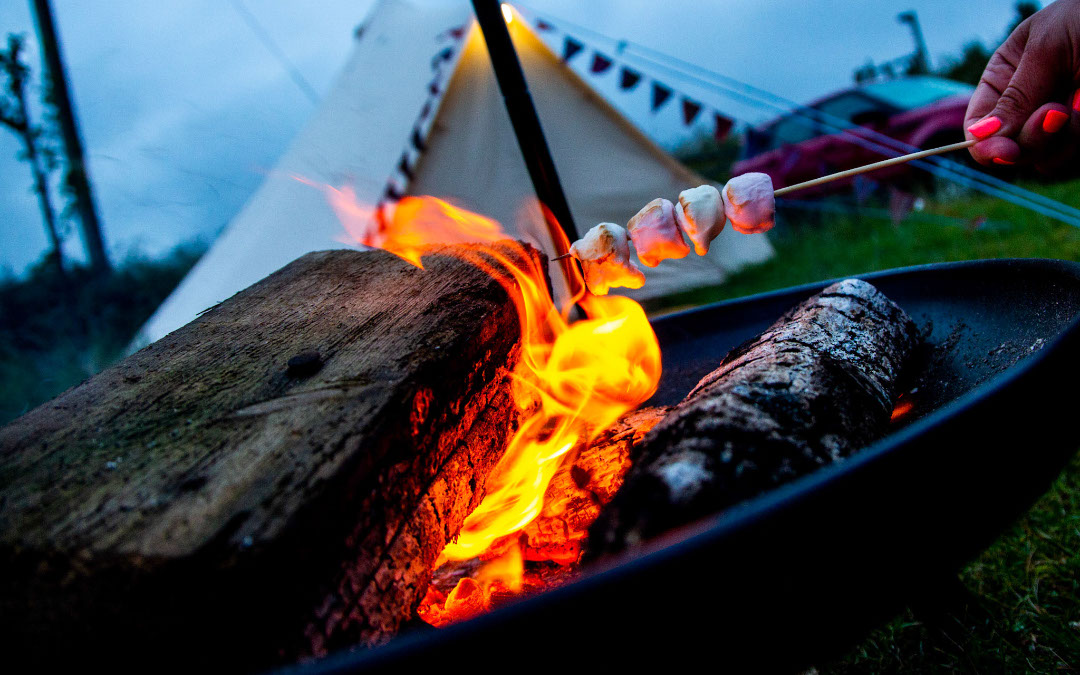 mYminibreak Hunstanton Glamping, enjoy roasting marshmallows over an open fire with your loved ones in your Glamping Bell Tents