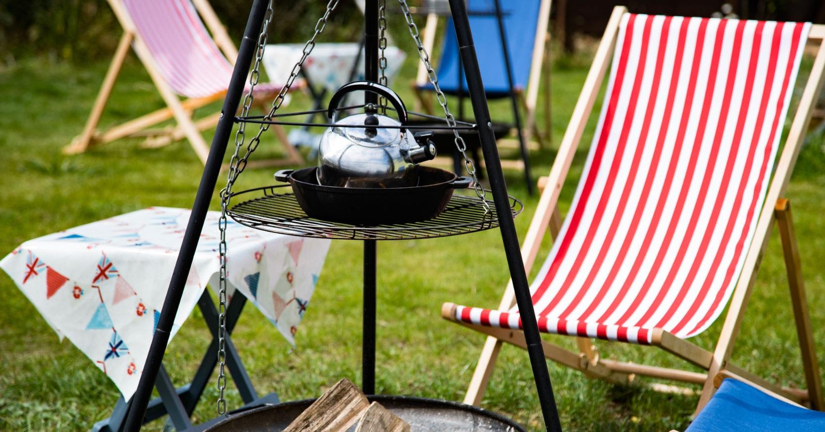 Enjoy a fire and bbq outside your glamping shepherds huts here at Hunstanton glamping