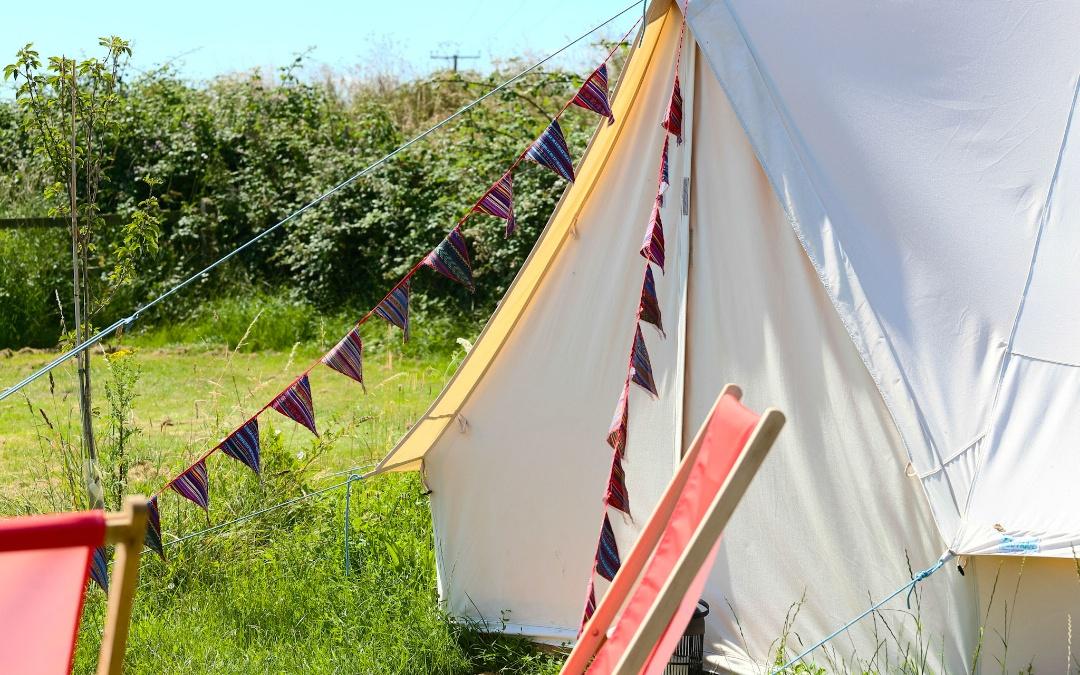 meadow views from our lovely glamping bell tents here at Hunstanton Glamping