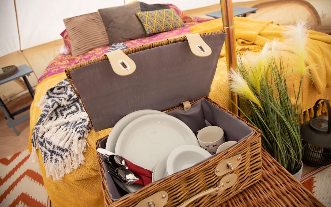 Norfolk coast path camping & glamping bell tent hamper