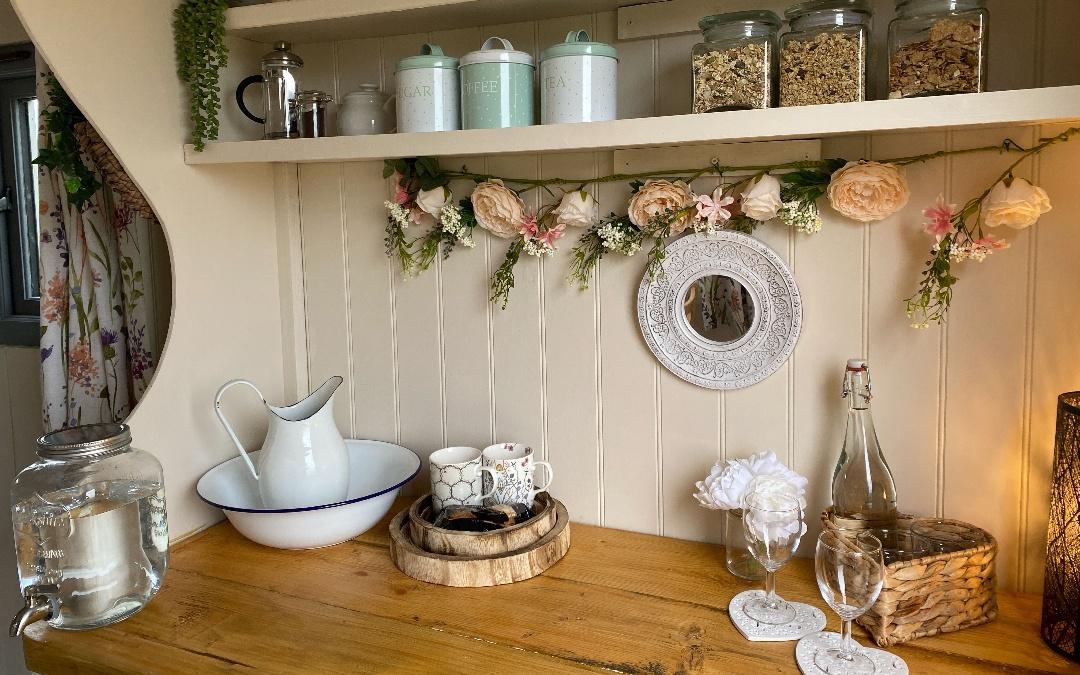 Norfolk coast path camping & glamping Shepherds hut interior