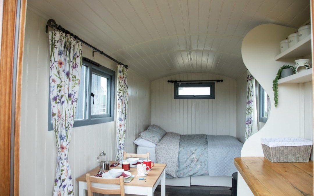 inside view of our cosy shepherds huts here at go wild glamping