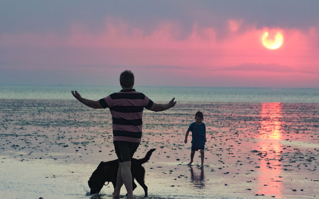 mYminiBreak, Norfolk Beaches, dog friendly paddling in the sunset