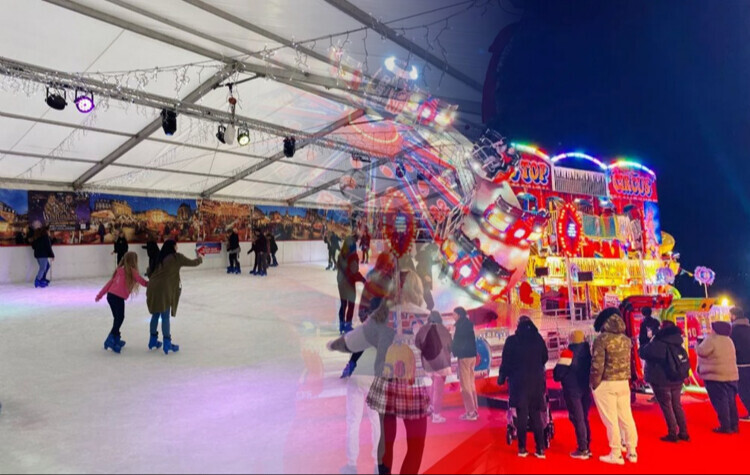 the winter wonderland ice rink fading into amusements