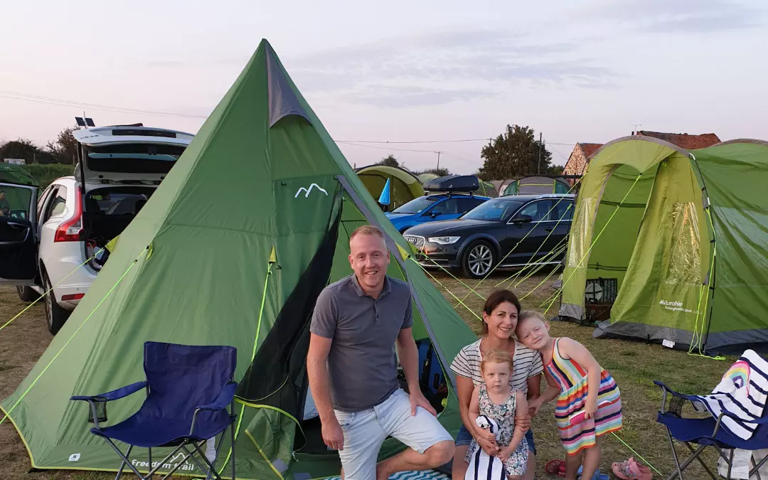 back to basic family tent pitch