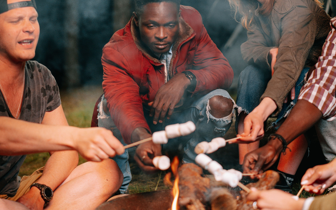 friends roasting marshmallows