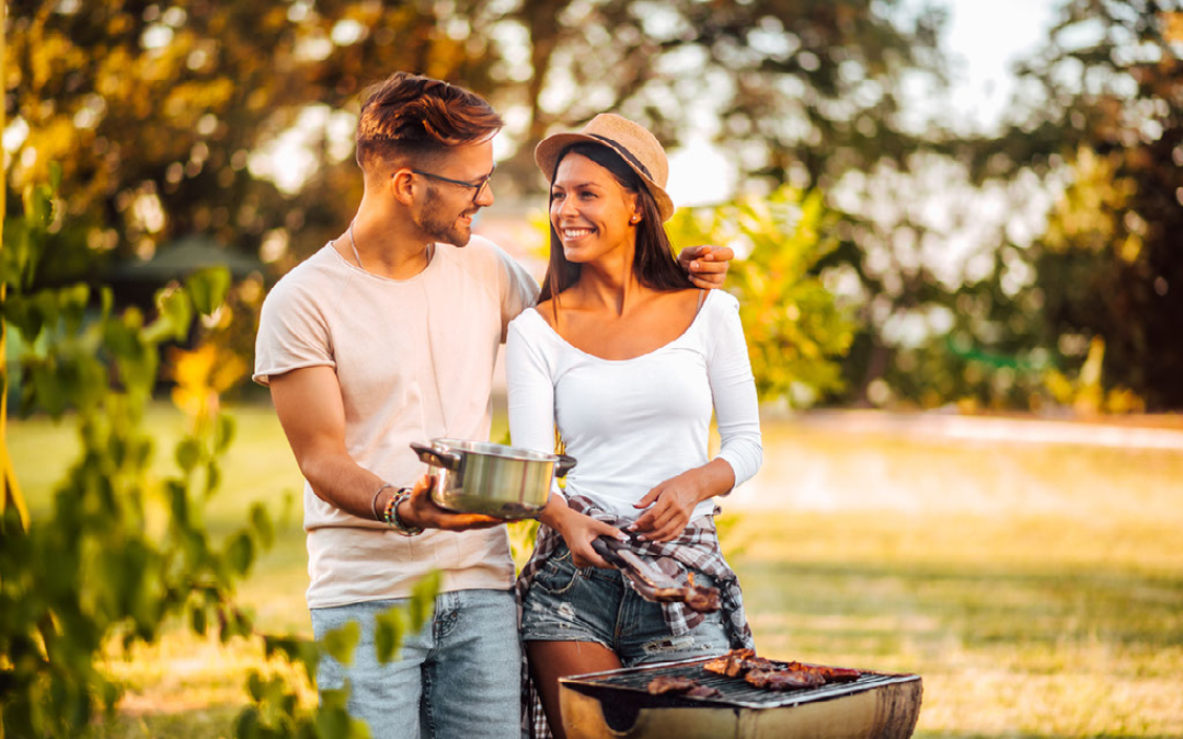 Couple cooking a bbq