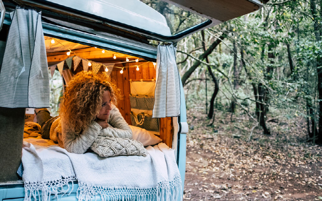campervan in woodlands
