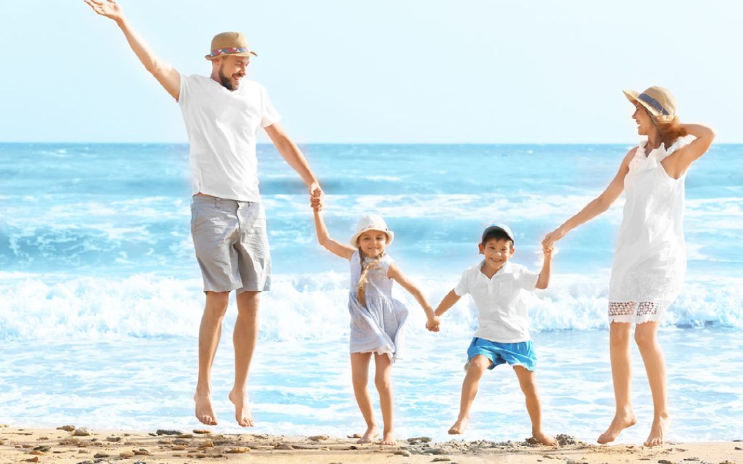 young family on beach