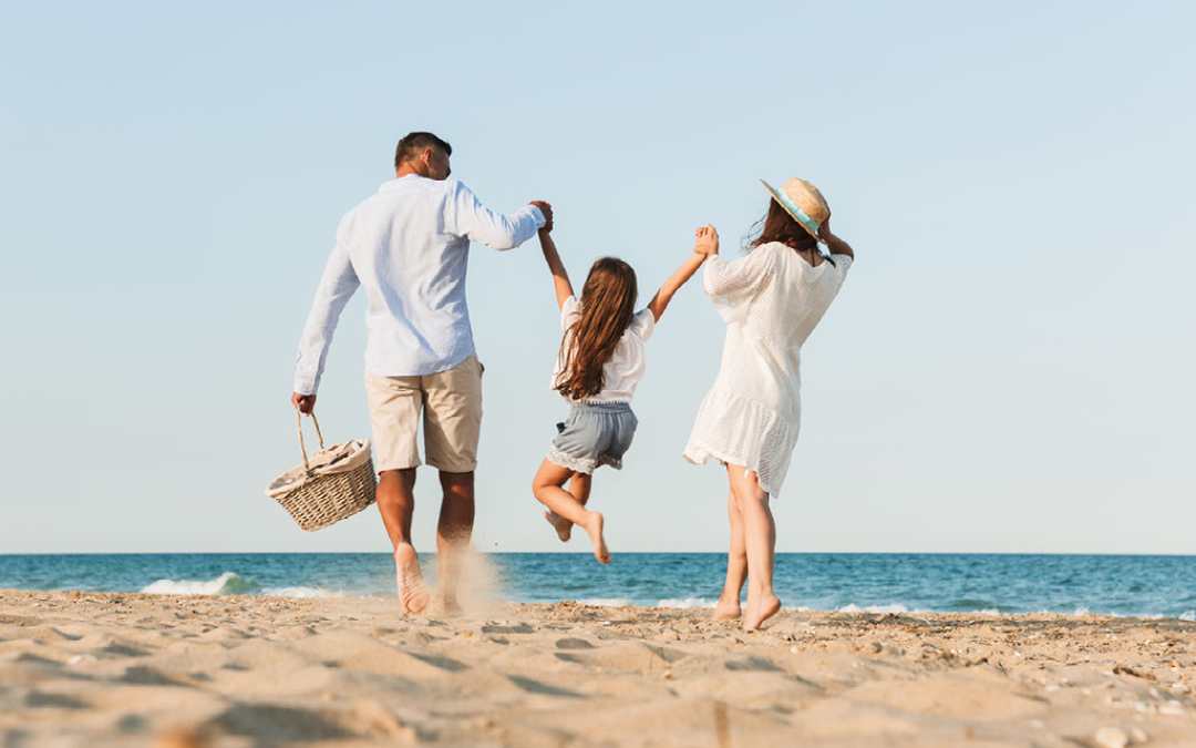 small family at beach