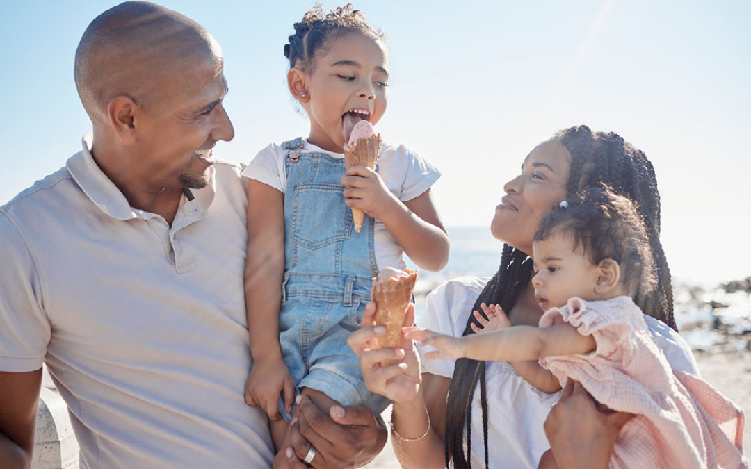 family eating ice cream