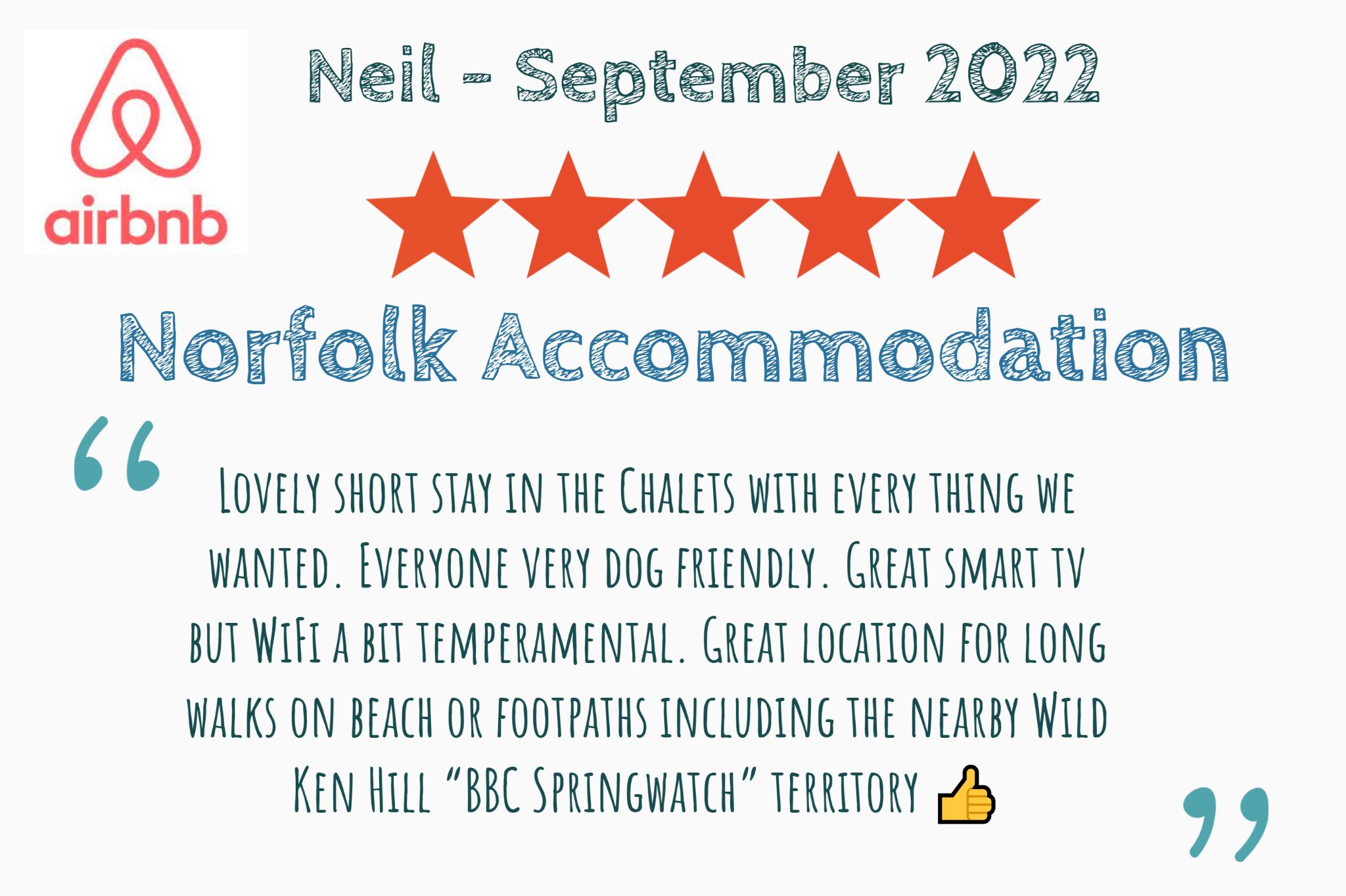 Neil's airbnb review about BBC springwatch