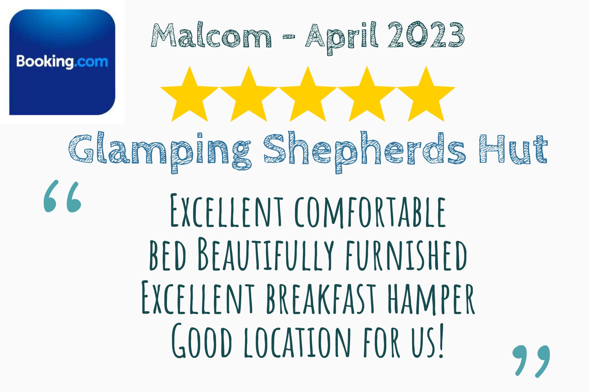 Malcom Booking.com review glamping shepherds hut