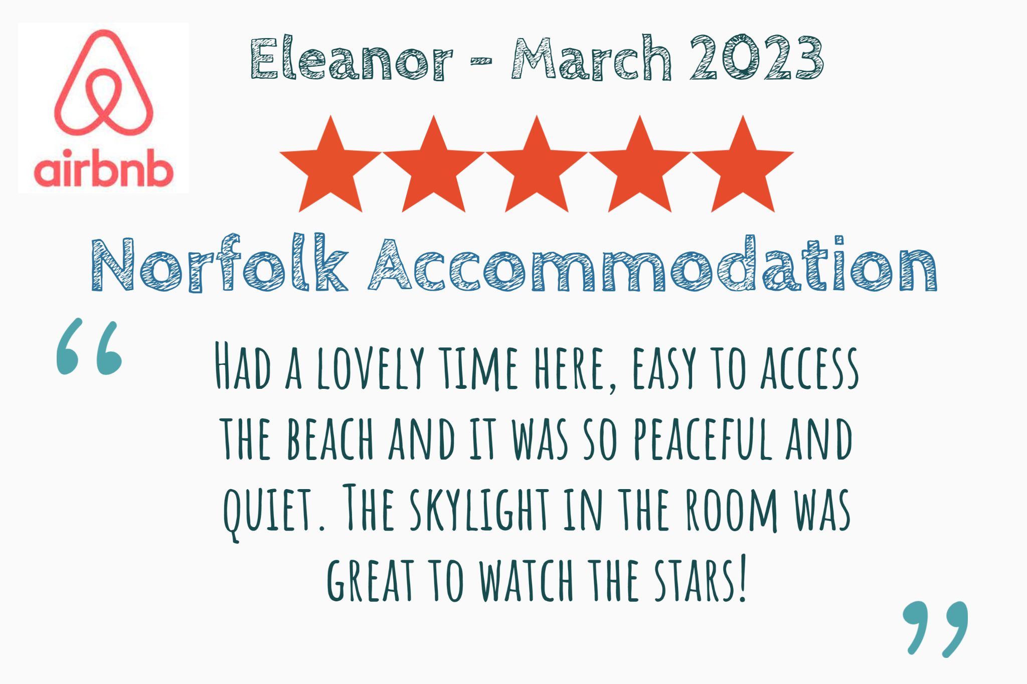 Eleanor's airbnb review of our chalets with skylights for stargazing