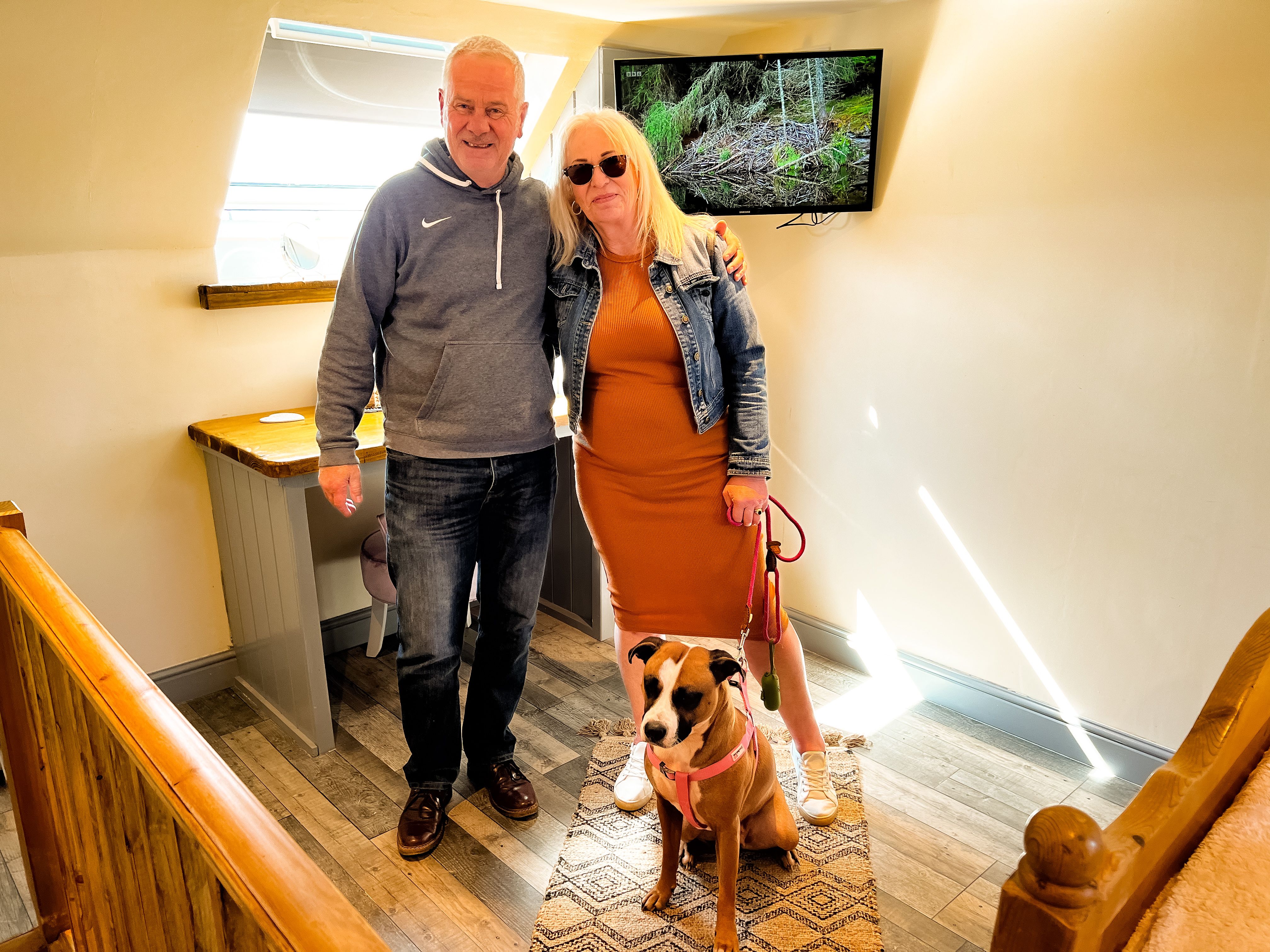 hayloft happy guests with dog