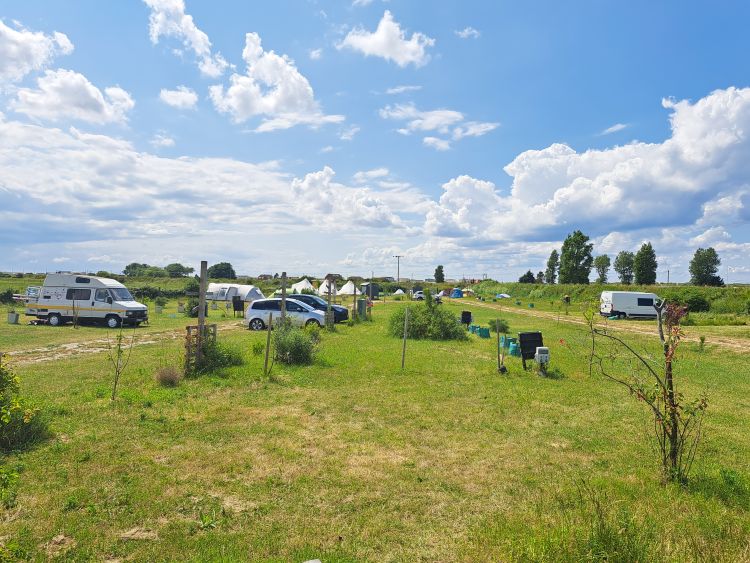 A sunny camping and caravan site