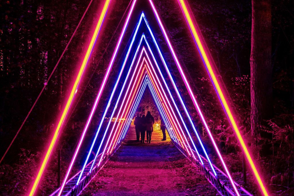 multicoloured LED arches in Sandringham forest