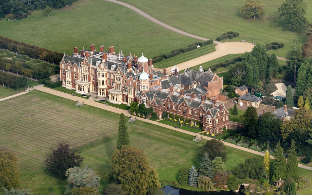 "aerial view Sandringham House aerial image" by John D Fielding is licensed under CC BY 2.0.