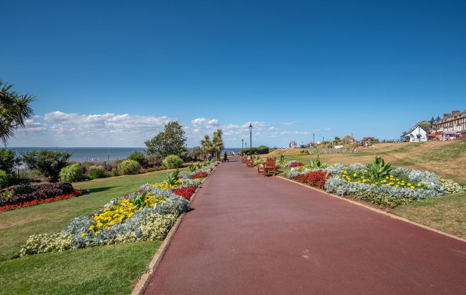 hunstanton heritage esplanade gardens with the sea in the background